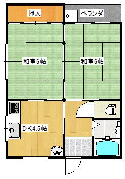 リリーピア(2DK/2階)の間取り写真