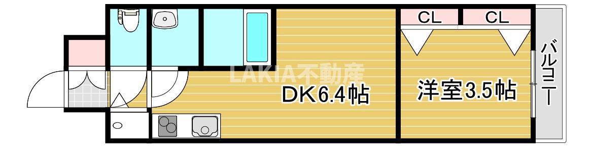 エスリードレジデンス都島デュオ(1DK/5階)の間取り写真