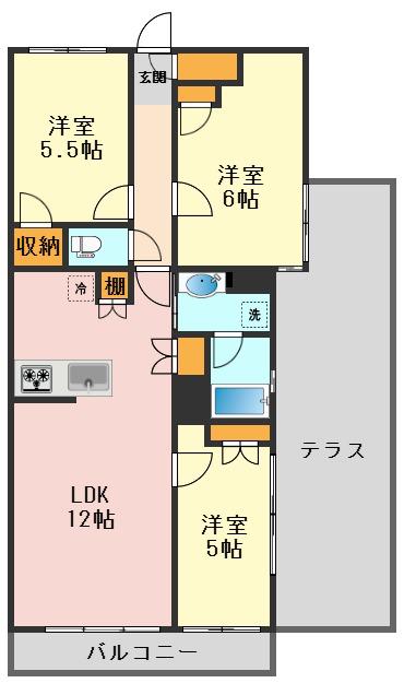 プレシス小岩イーズ(3LDK/5階)の間取り写真