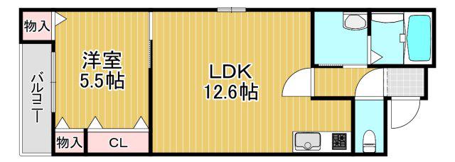 フジパレス大宮(1LDK/2階)の間取り写真