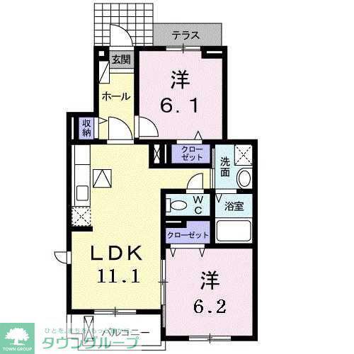 ボニートII(2LDK/2階)の間取り写真