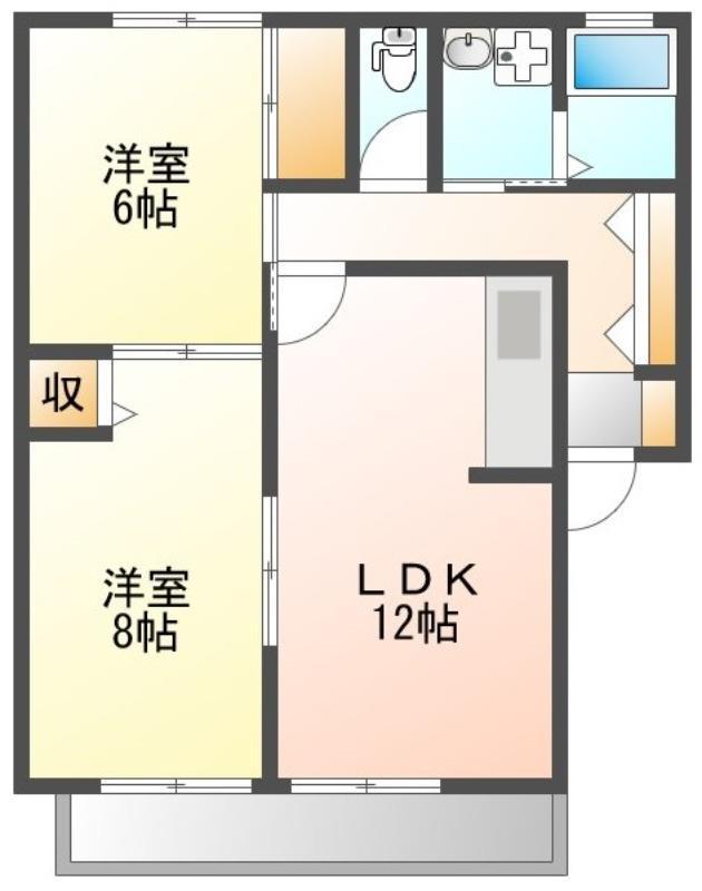 ハーレーANDV(2LDK/1階)の間取り写真
