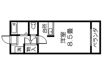 JAウイング新屋敷(ワンルーム/4階)の間取り写真