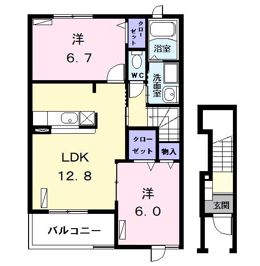 パークあおなみⅡ(2LDK/2階)の間取り写真