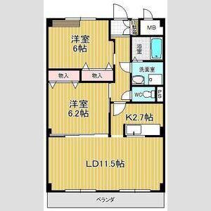 ブランジュ水広(2LDK/2階)の間取り写真