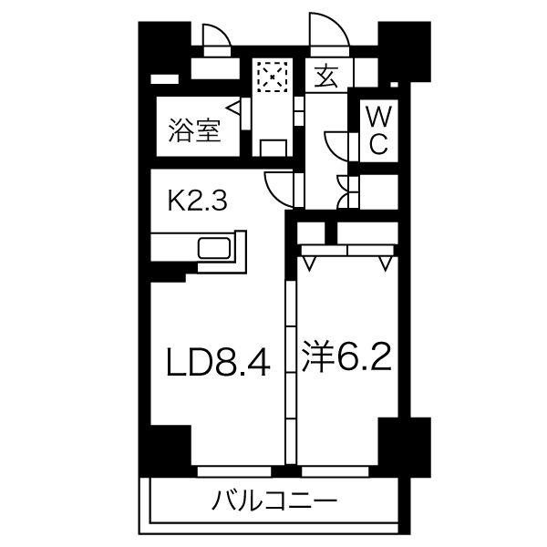 プランドールナカムラ(1LDK/8階)の間取り写真