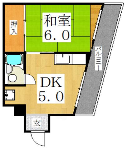ハイム岡崎(1DK/3階)の間取り写真