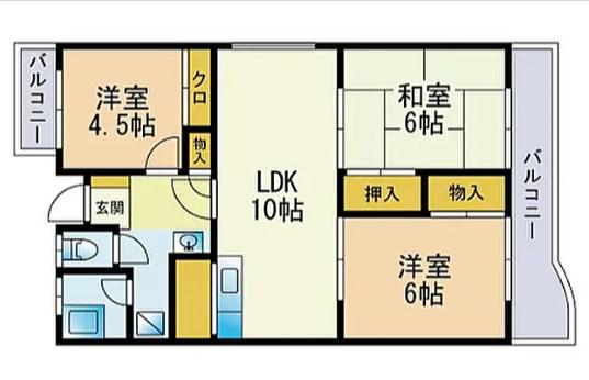 ビバーチェハシモト(3LDK/6階)の間取り写真