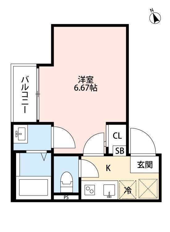 CRASTINE常盤平(1K/2階)の間取り写真