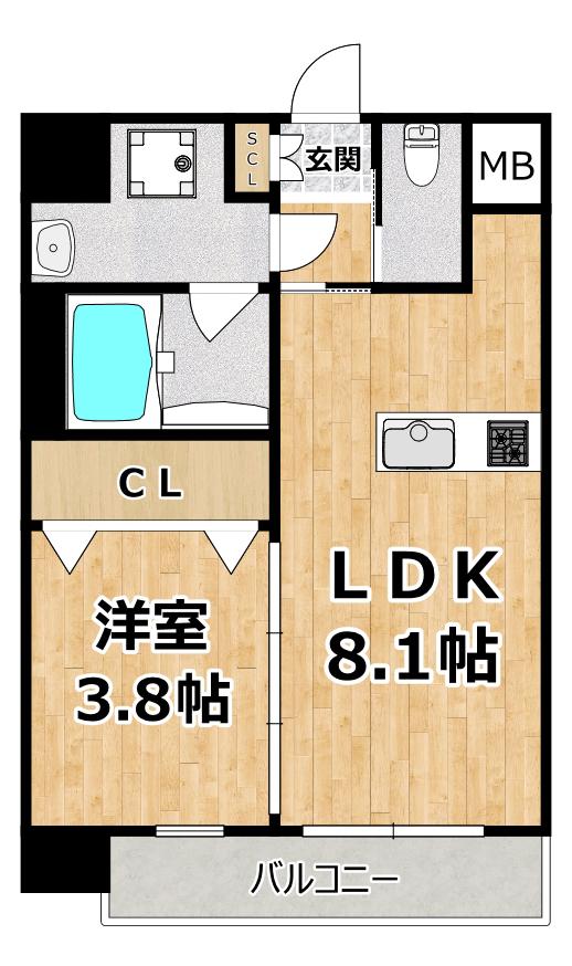 エスタート御幣島(1LDK/3階)の間取り写真
