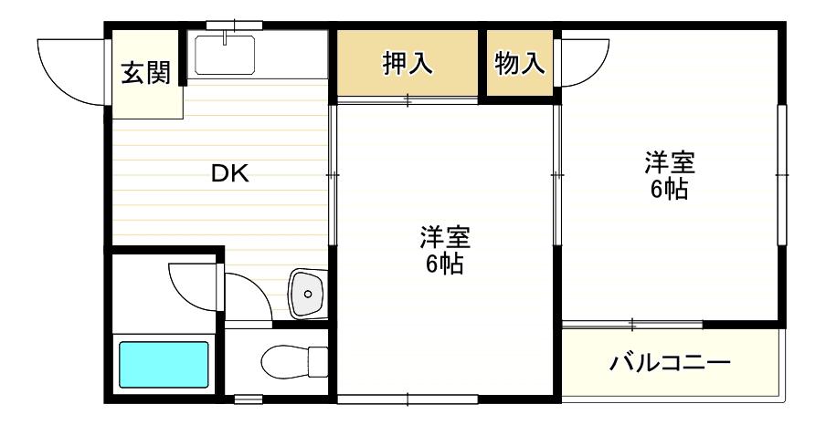 シャトルハリマ(2DK/4階)の間取り写真