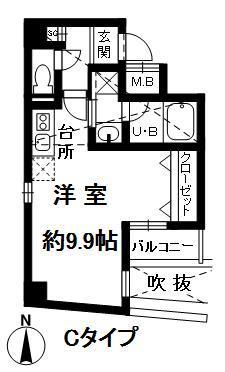 エヴィステージ(1K/6階)の間取り写真