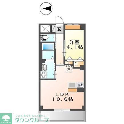 カルティベイト(1LDK/1階)の間取り写真