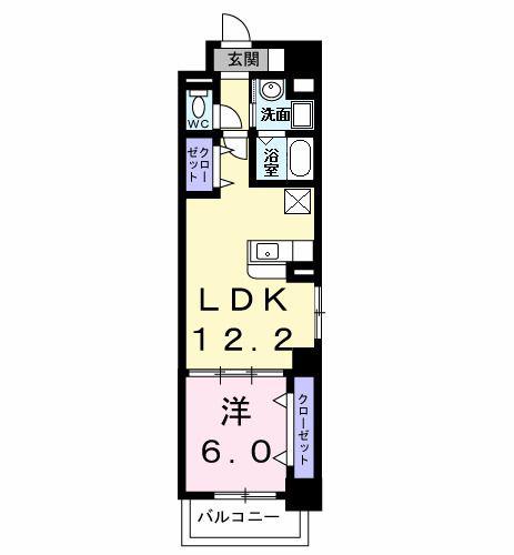 ヴェルデ八田(1LDK/6階)の間取り写真