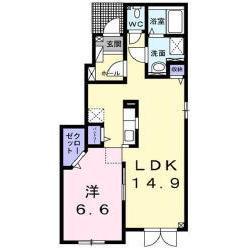 モデルノポテーレVI(1LDK/1階)の間取り写真