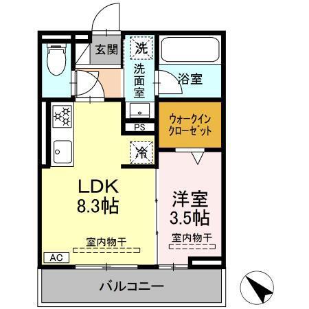 コート中田(1LDK/2階)の間取り写真