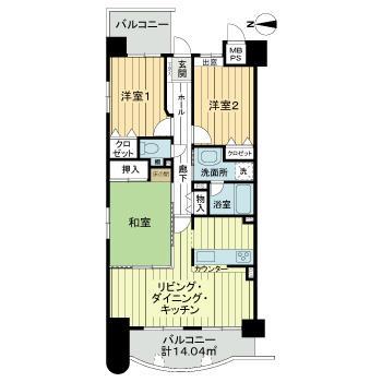 ランドマークシティ紙屋町(3LDK/3階)の間取り写真