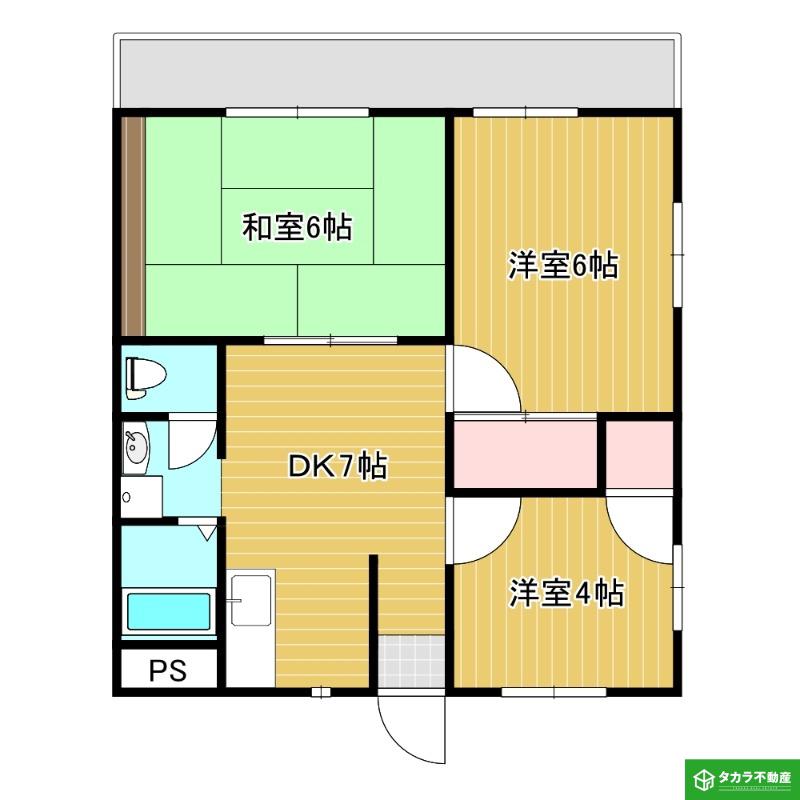 渡辺コーポ(3DK/1階)の間取り写真