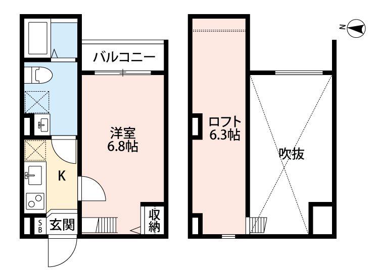ラ・クルーズ(1K/2階)の間取り写真