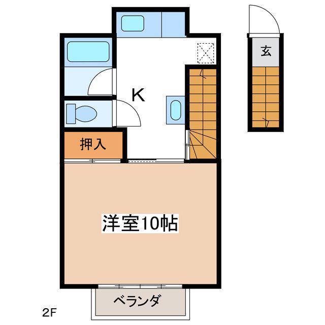 エルムB棟(1K/2階)の間取り写真