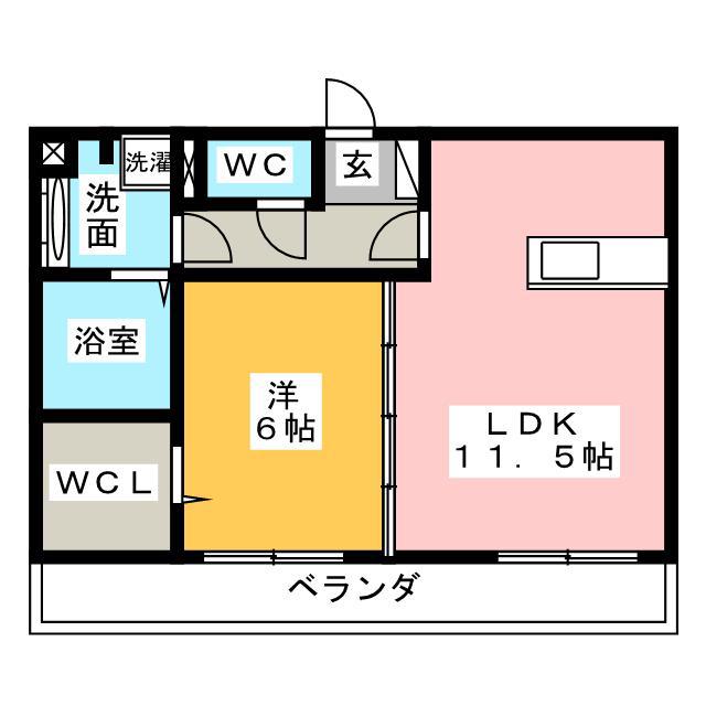 エミネンス B(1LDK/1階)の間取り写真