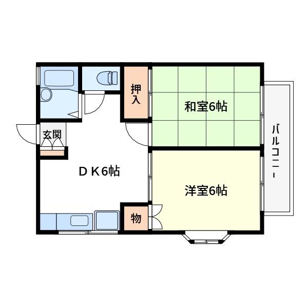 サンハイツ長島A(2DK/2階)の間取り写真