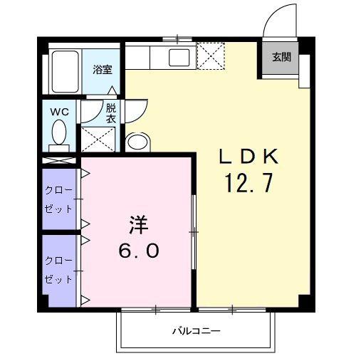 ニューシティうちやま(1LDK/2階)の間取り写真