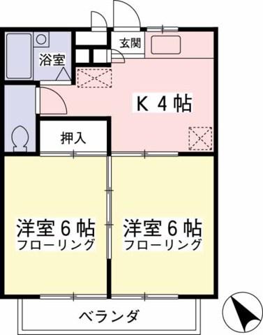 サニーコート桜ヶ丘(2K/1階)の間取り写真