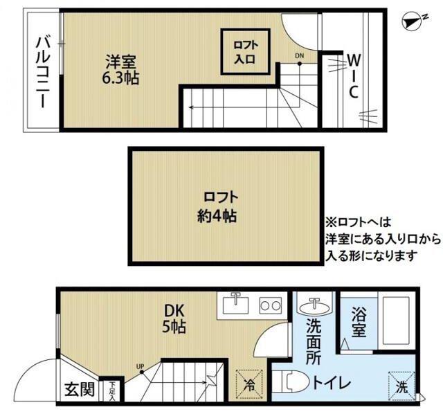 オラティエ金町(1DK/1階)の間取り写真