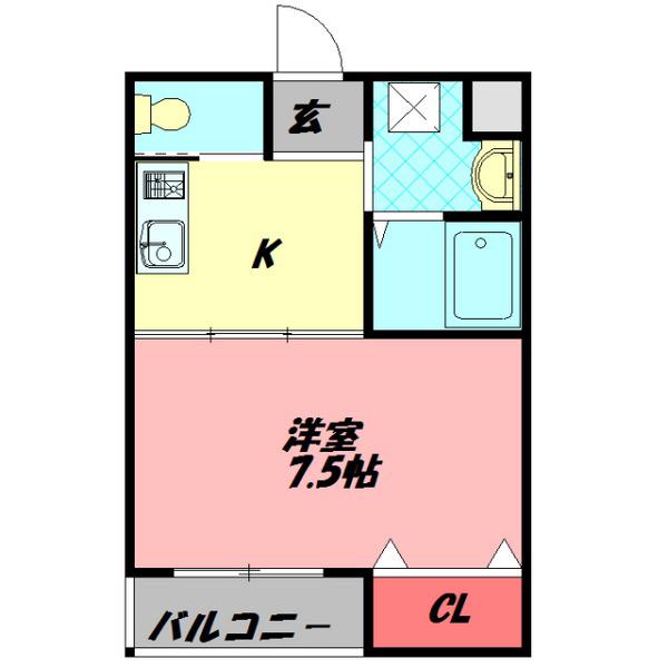 フェアリーアオイ(1K/2階)の間取り写真