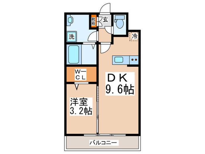 アイリスコート七右衛門(1DK/3階)の間取り写真