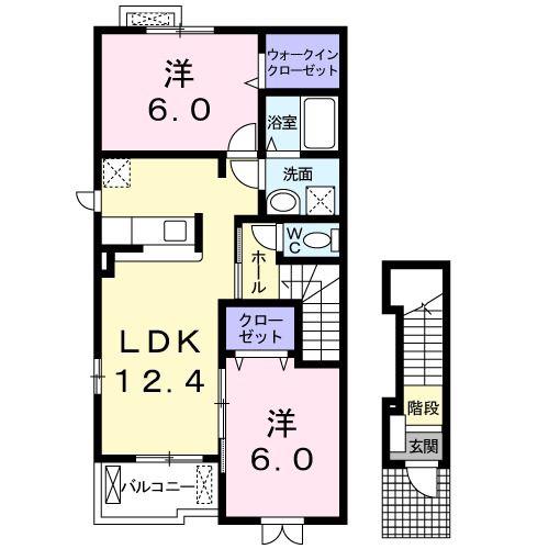 プラシードII(2LDK/2階)の間取り写真
