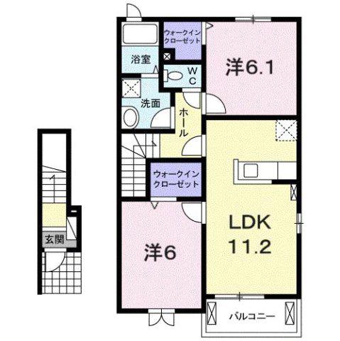 メゾン ラ・フレーズ(2LDK/2階)の間取り写真