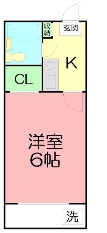アンプルール湘南平塚(1K/2階)の間取り写真