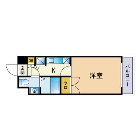 ダイナコートエスタディオサラ A棟(1K/4階)の間取り写真