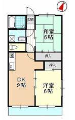 アドラブール(2DK/2階)の間取り写真