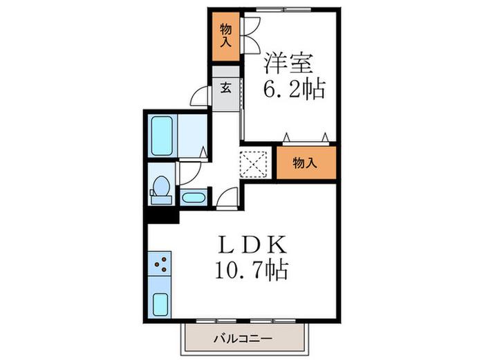 セジュール北山(1LDK/2階)の間取り写真