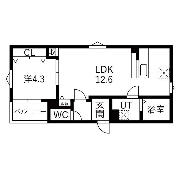 グランフォーレ中村日赤(1LDK/2階)の間取り写真