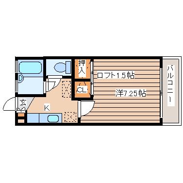 花壇ハイツ(1K/1階)の間取り写真