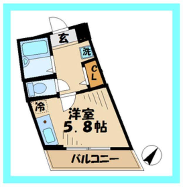フォセット(1K/2階)の間取り写真
