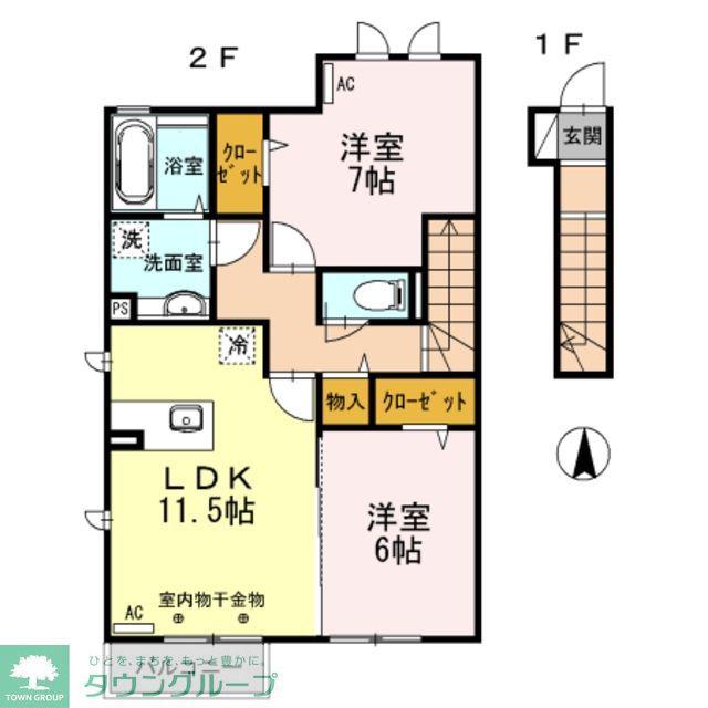 CAPE KANEKO A棟(2LDK/2階)の間取り写真