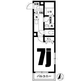 YKハイム(1K/2階)の間取り写真