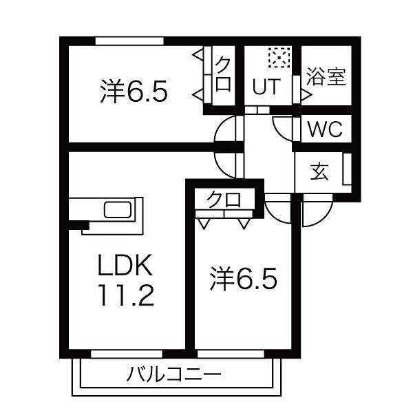サン・メゾン山北(2LDK/1階)の間取り写真