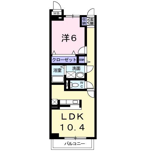 フランシーズコート A(1LDK/2階)の間取り写真