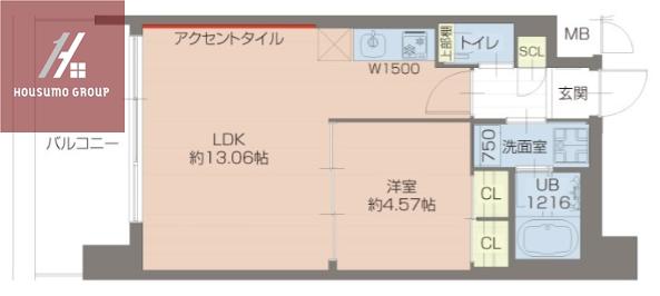 プレジオ玉造(1LDK/11階)の間取り写真