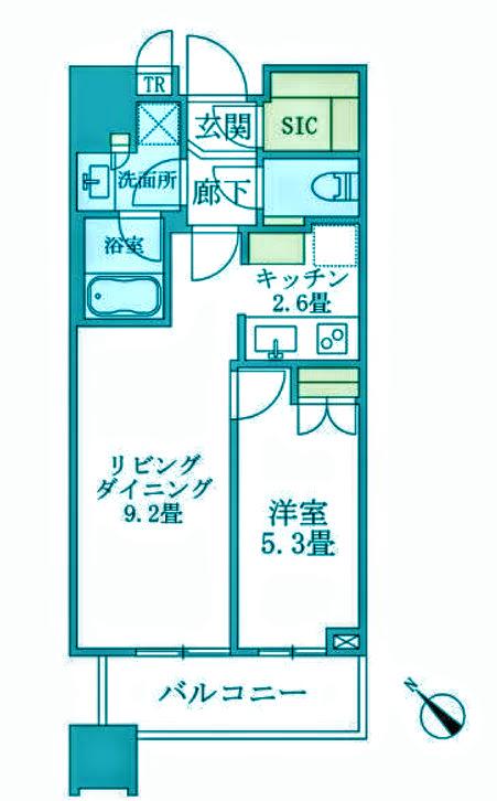 ブリリアタワーズ目黒ノースレジデンス(1LDK/6階)の間取り写真