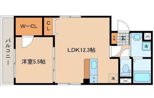 BLESSED LIFE花京院(1LDK/3階)の間取り写真