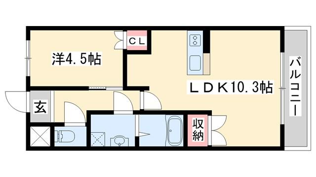 ファームヴィレッジ・やしろV(1LDK/2階)の間取り写真