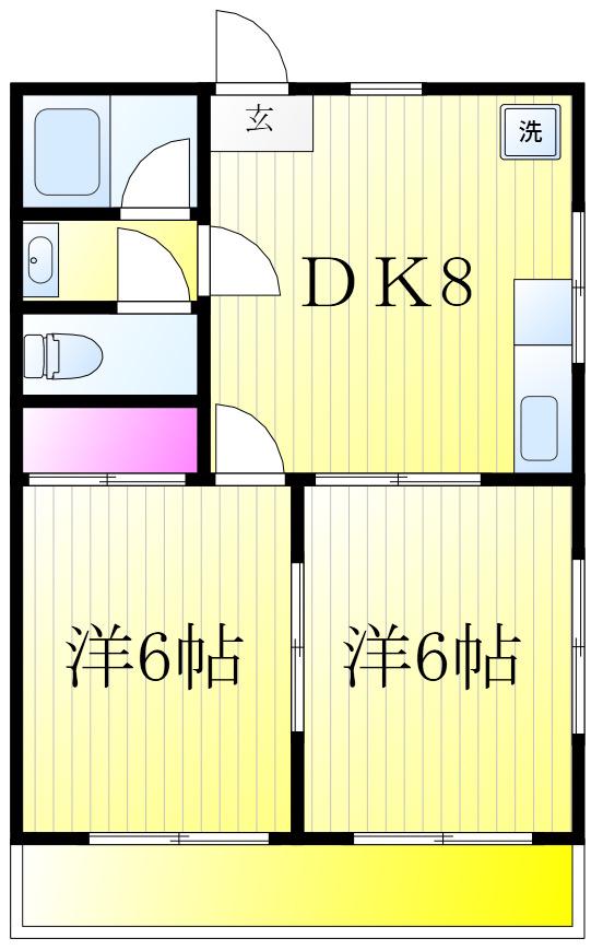 パークヒルズ(2DK/2階)の間取り写真
