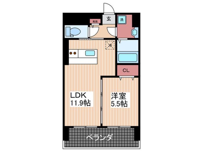 ガイナステイツ海田市駅前(1LDK/8階)の間取り写真
